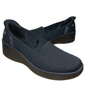 SKECHERS Slip-ins Martha Stewart Wedge Shoes Black Knit Sz 8.5 Pier-Lite Comfort